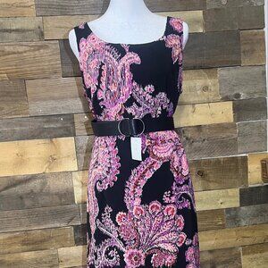 Studio 1 Dress Black Sleeveless Pink & White Design Size 12